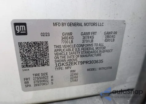 2023 GMC Yukon 4Wd Denali Ultimate from USA, damaged, VIN 1GKS2EKT9PR303635